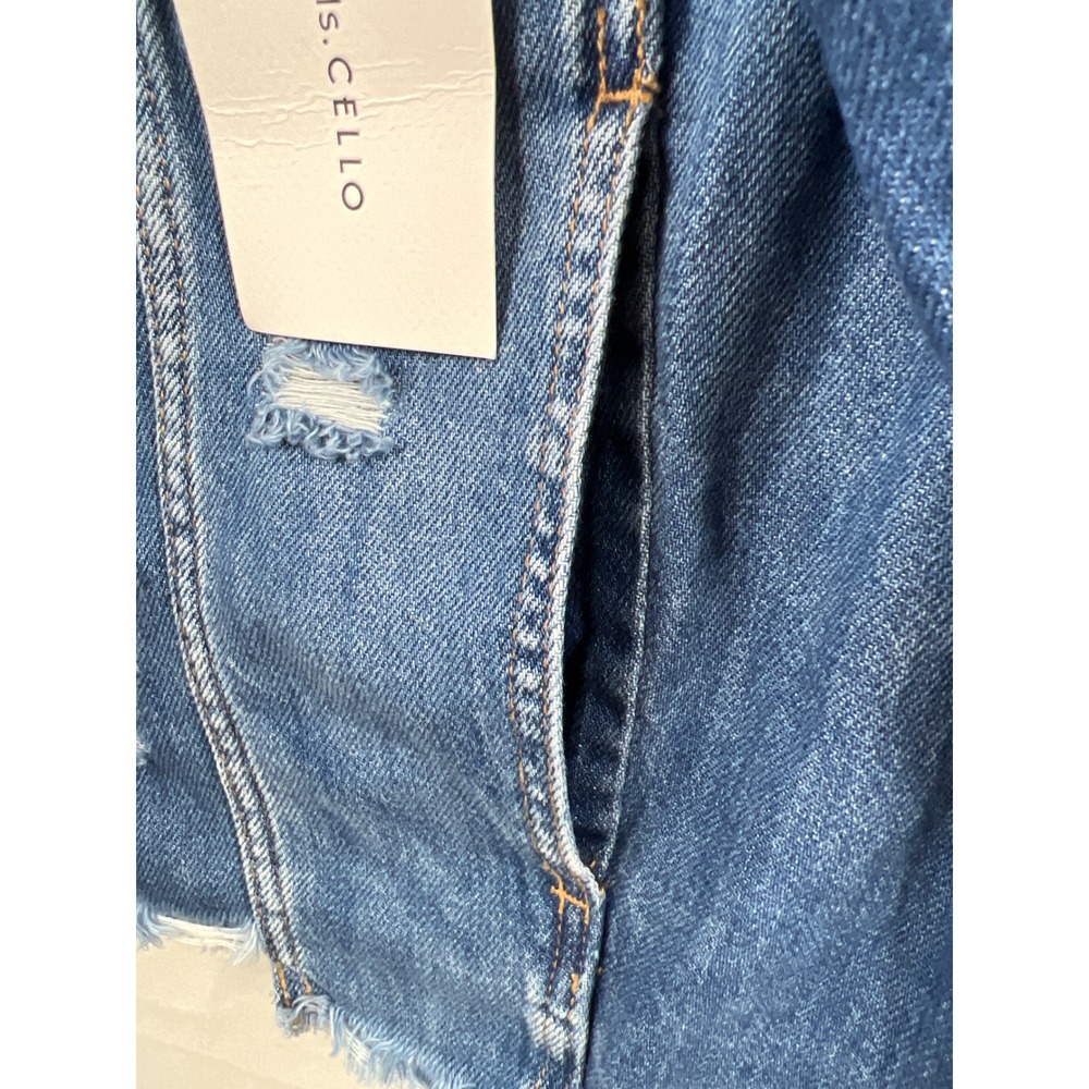 Ms. Cello Denim Jacket Women 3X Blue Distressed Cropped Frayed Hem New Trucker - Picture 9 of 10